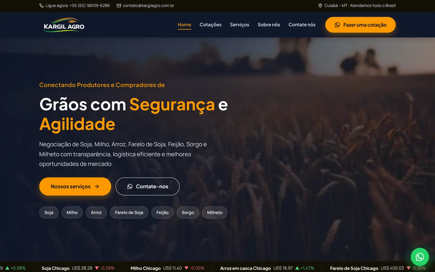 Site Kargil Agro desenvolvido pela FJN